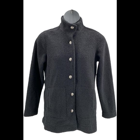 Susan Graver Weekend Knit Boucle Button-Front Jacket Black - Regular - Picture 1 of 3